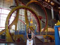Megan by the Indoor roller coaster